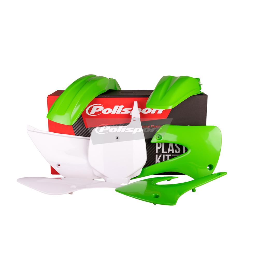 Polisport Green/White Plastics Kit - Kawasaki Kx 85/100 2001-13 Oem '11-12 ()