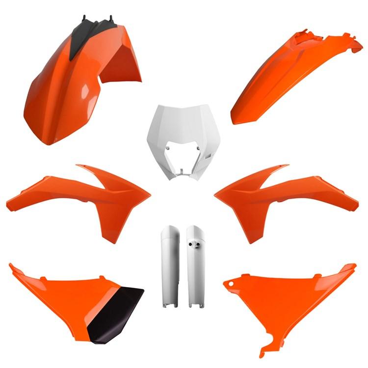 Polisport Standard Enduro Plastics Kit - KTM EXC/EXC-F 2012-13, SX 2011 - OEM (2012-13) Orange/ White