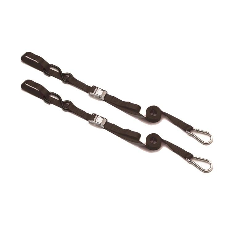 Raceline Black Tie Down Straps With Extra Loop Snap Hooks
