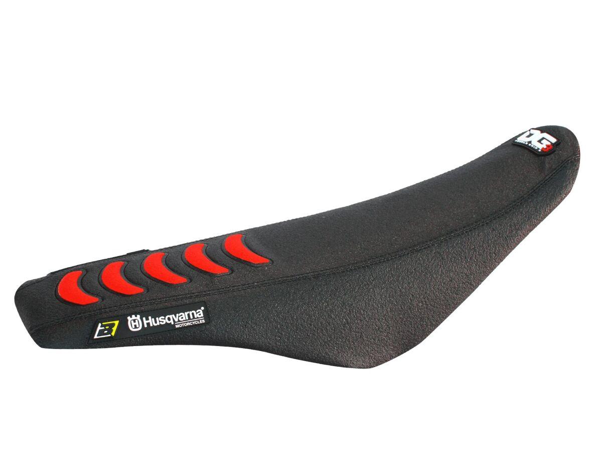 1618H - Blackbird Double Grip 3 Seat Cover - Husqvarna WR300 2009-13, TE250 2008-13 - Black/Red