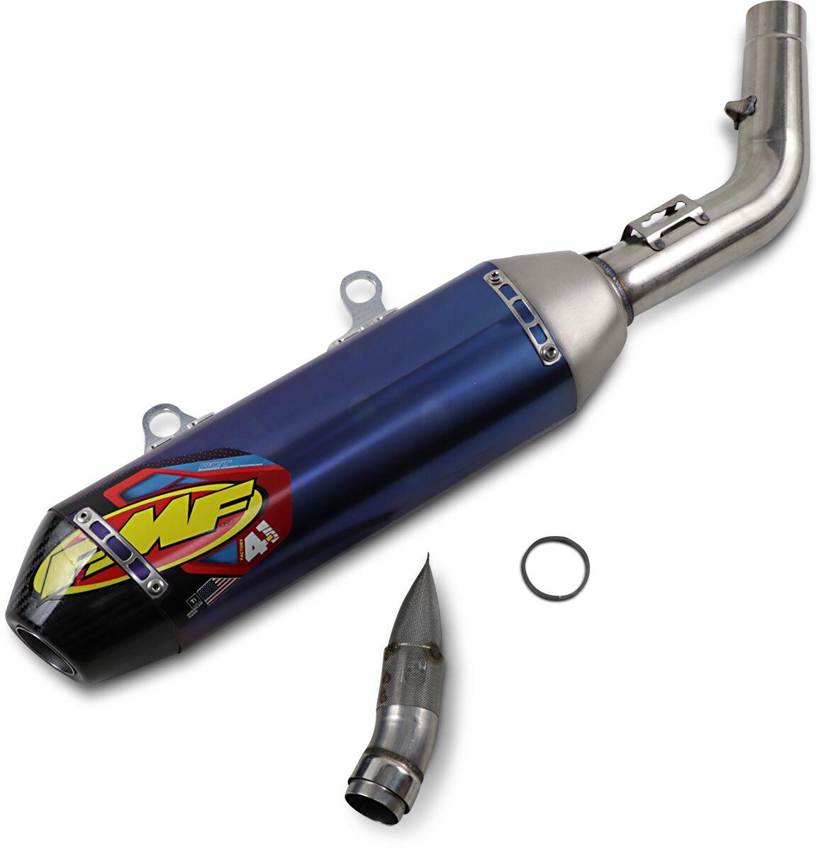 045633 - FMF Factory 4.1 RCT Slip-On Blue Titanium Silencer For Husqvarna FC250 & KTM SXF250 2019-22, Gas Gas MC250F 2021-23