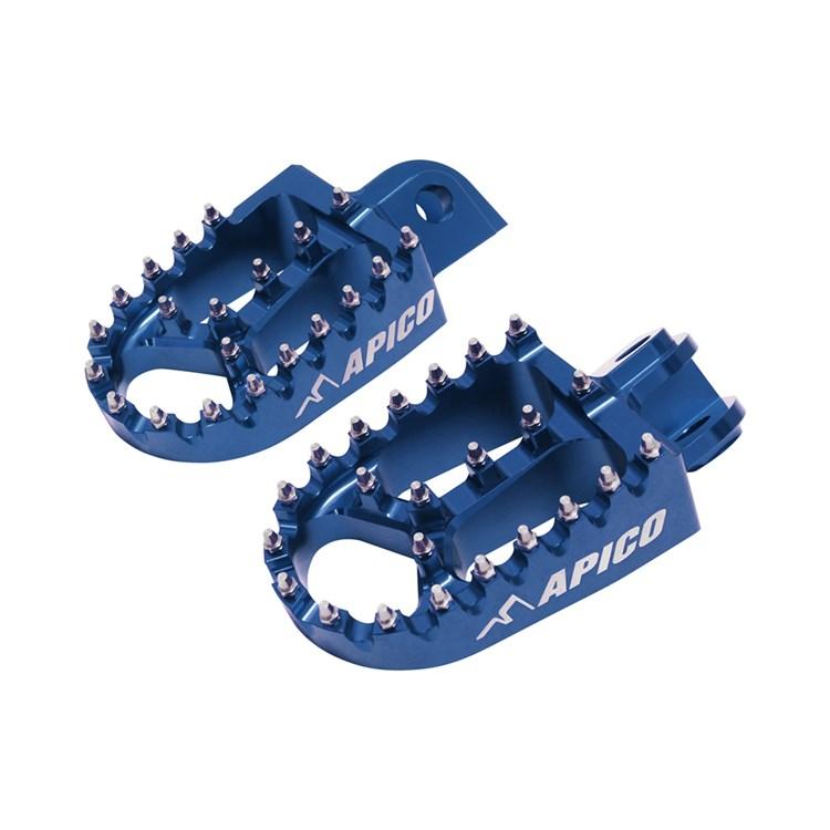 Apico Blue Xtreme Mx Foot Pegs - Kawasaki Kxf250 2006-23, Kxf450 2007-23
