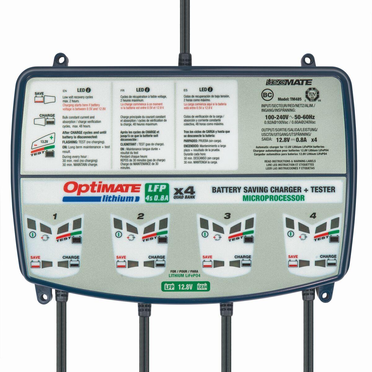 TM484 - TecMate Optimate Lithium 4S Quad Bank Battery Charger