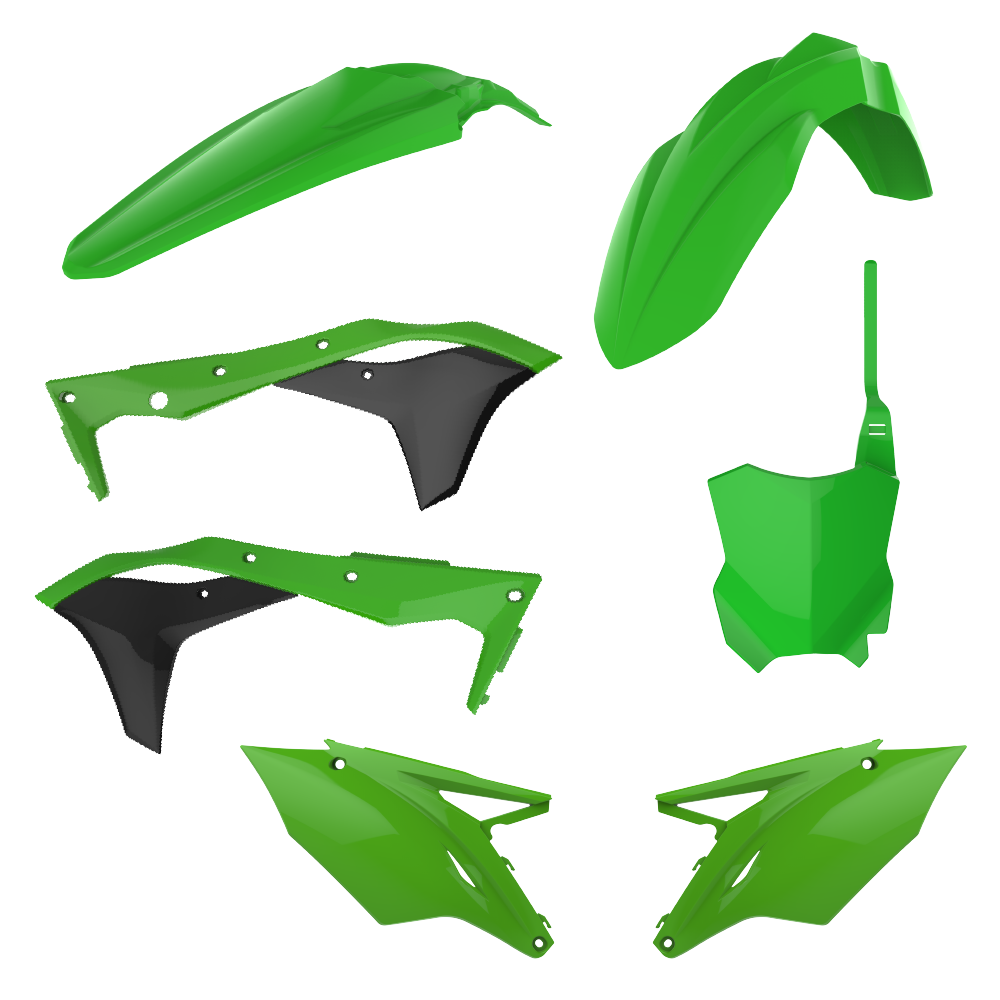 Polisport Green/Black Plastics Kit - Kawasaki Kxf250 2017-20 - Oem '20 ()