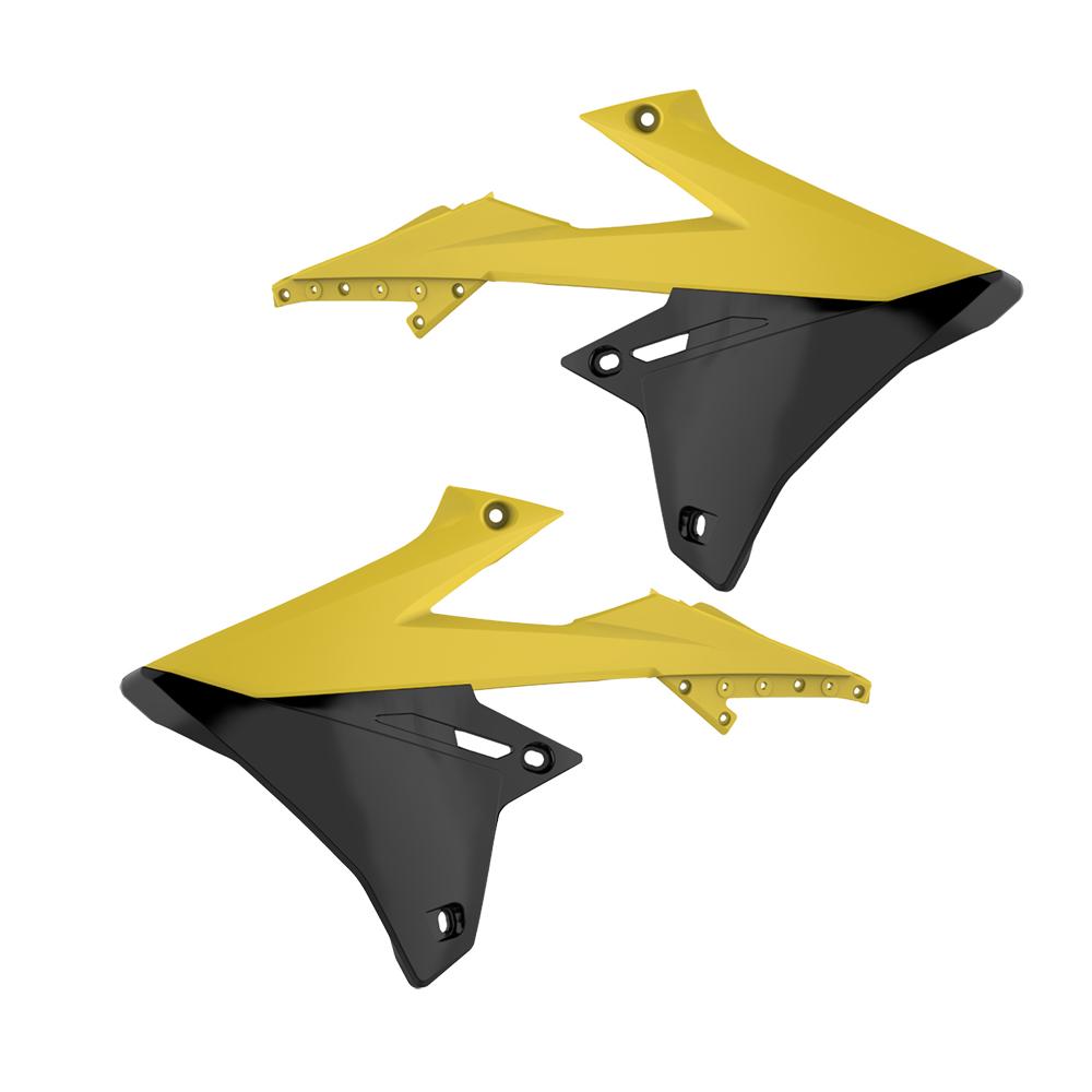 Polisport Yellow/Black Radiator Scoops - Suzuki Rmz250 2019-23, Rmz450 2018-23