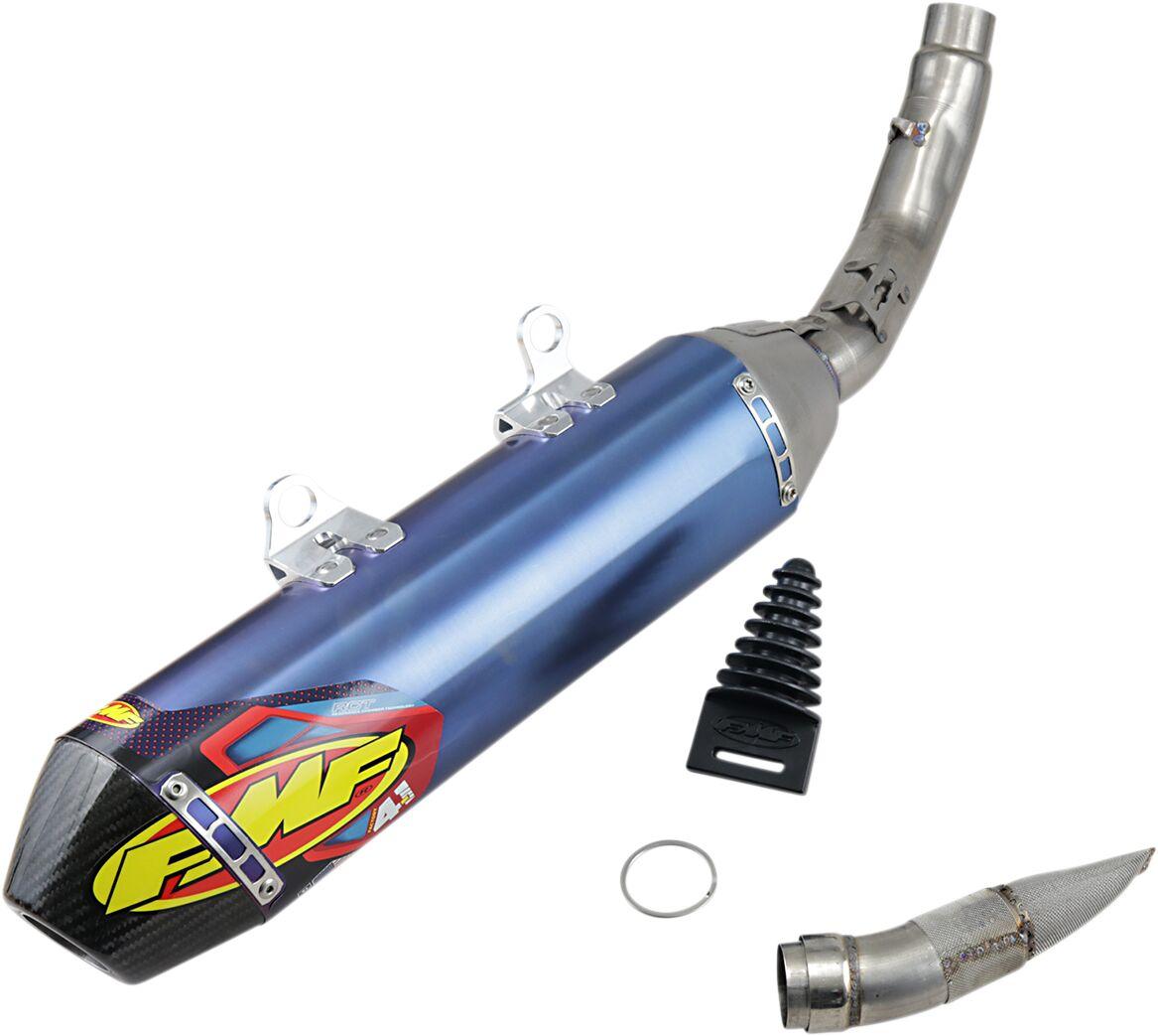 045629 - FMF Factory 4.1 RCT Slip-On Blue Titanium Silencer For Husqvarna FC 350/450 & KTM SXF 350/450 2018-21, Gas Gas MC450F 2021