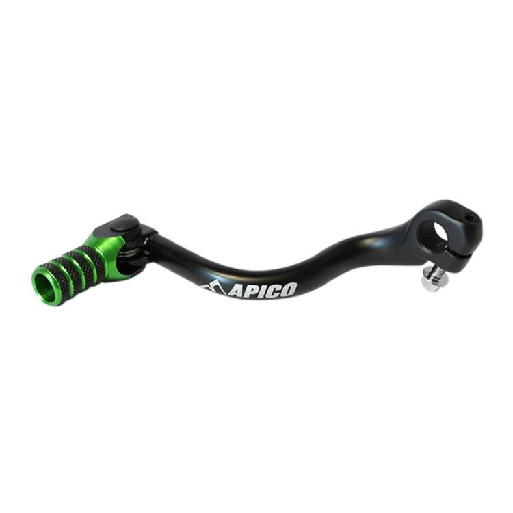 Apico Black/Green Elite Gear Pedal - Kawasaki Kx 125/250 1994-2008, Kx500 1994-2004