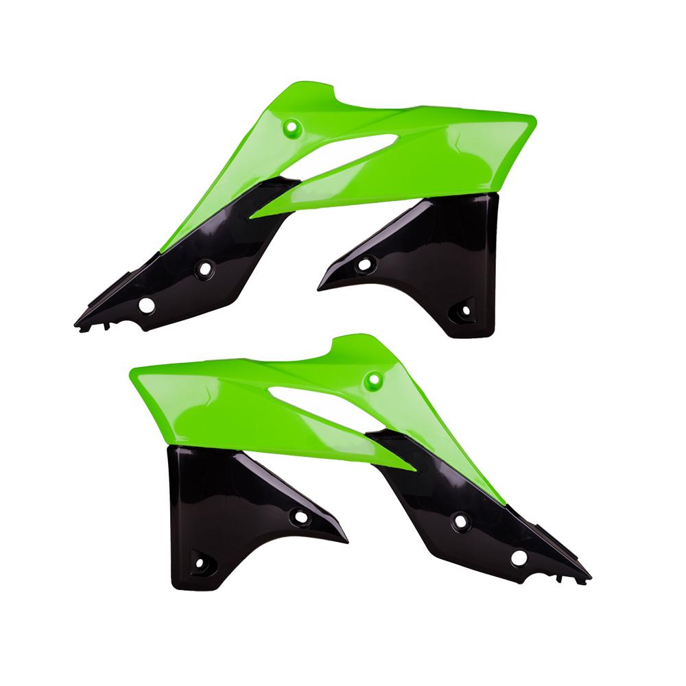 Polisport Green/Black Radiator Scoops - Kawasaki Kxf250 2013-16
