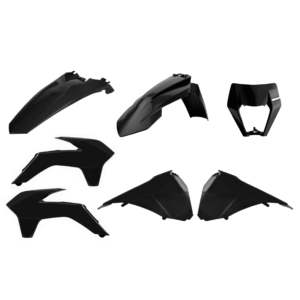 Polisport Enduro Plastics Restyle Kit - KTM EXC/EXC-F 2014-16 Restyle 2019 kit - Black