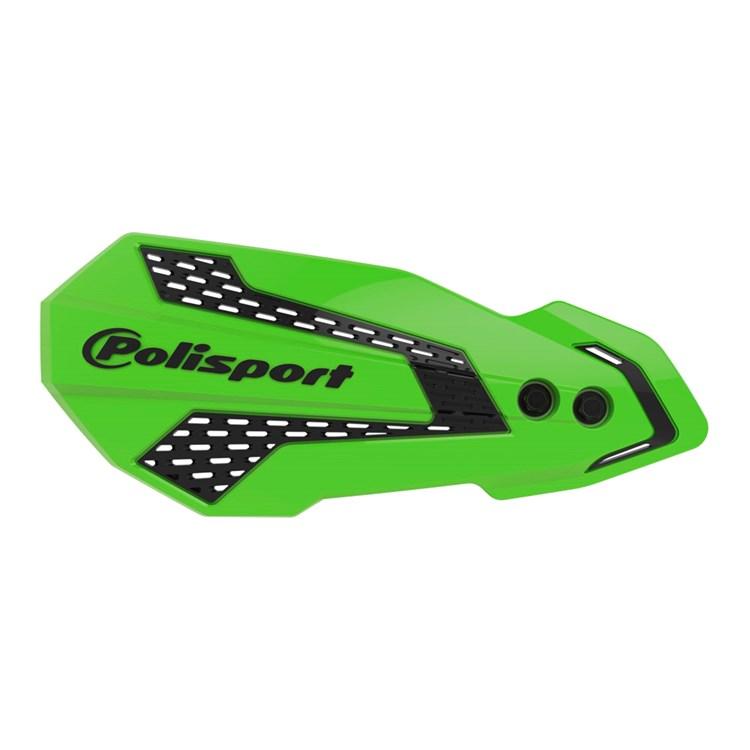 Polisport Green/Black Mx Flo Handguards & Mount Kit - Kawasaki Kxf250 2020-23, Kxf450 2019-23