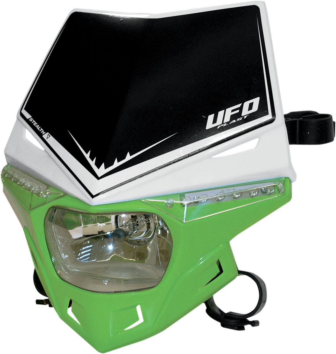 PF01715#W026 - UFO Stealth 12V Headlight With LED Side Lights - Green/ White