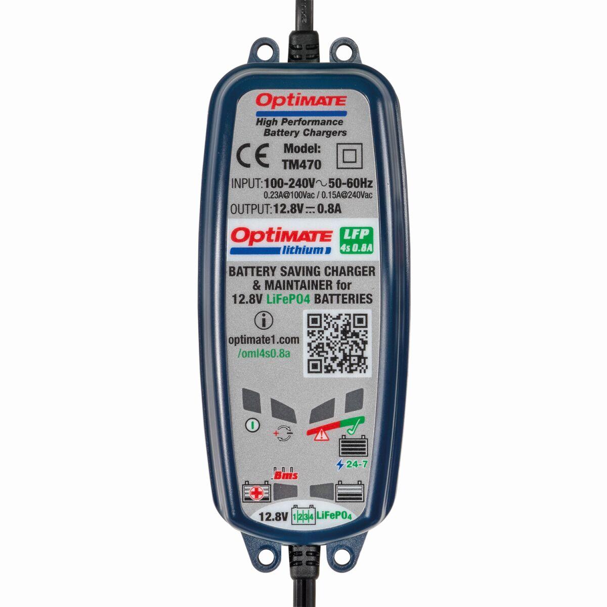 Tecmate Green Tm470 - Optimate Lithium Lfp 4S 0.8A Battery Saving Charger & Maintainer