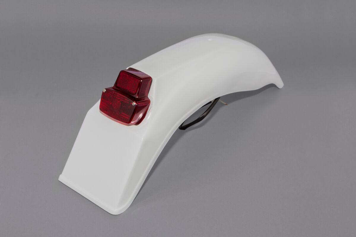 Ufo White Me08026#W - Universal Vintage Enduro Rear Fender With Taillight - Fits 1979-89