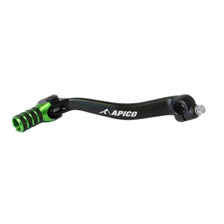 Apico Black/Green Elite Gear Pedal - Kawasaki Kxf450 2016-22
