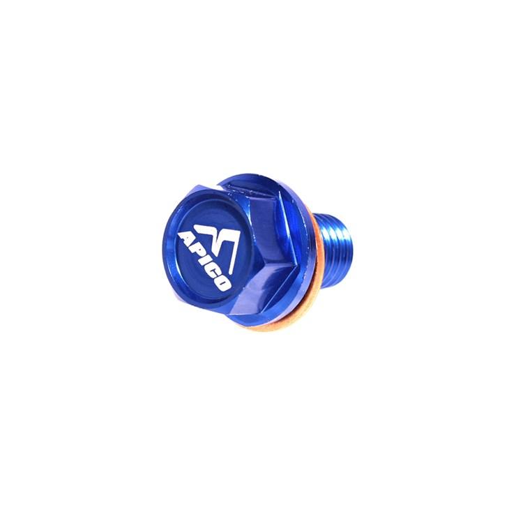 Apico Blue M10 X 15Mm X 1.5 Magnetic Sump Drain Bolt - Kawasaki Kx65 2000-23, Kxf250 2004-20
