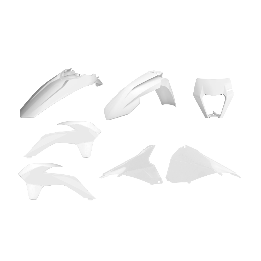 Polisport White Plastics Restyle Kit - Ktm Exc/Exc-F 2014-16 Restyle To 2019