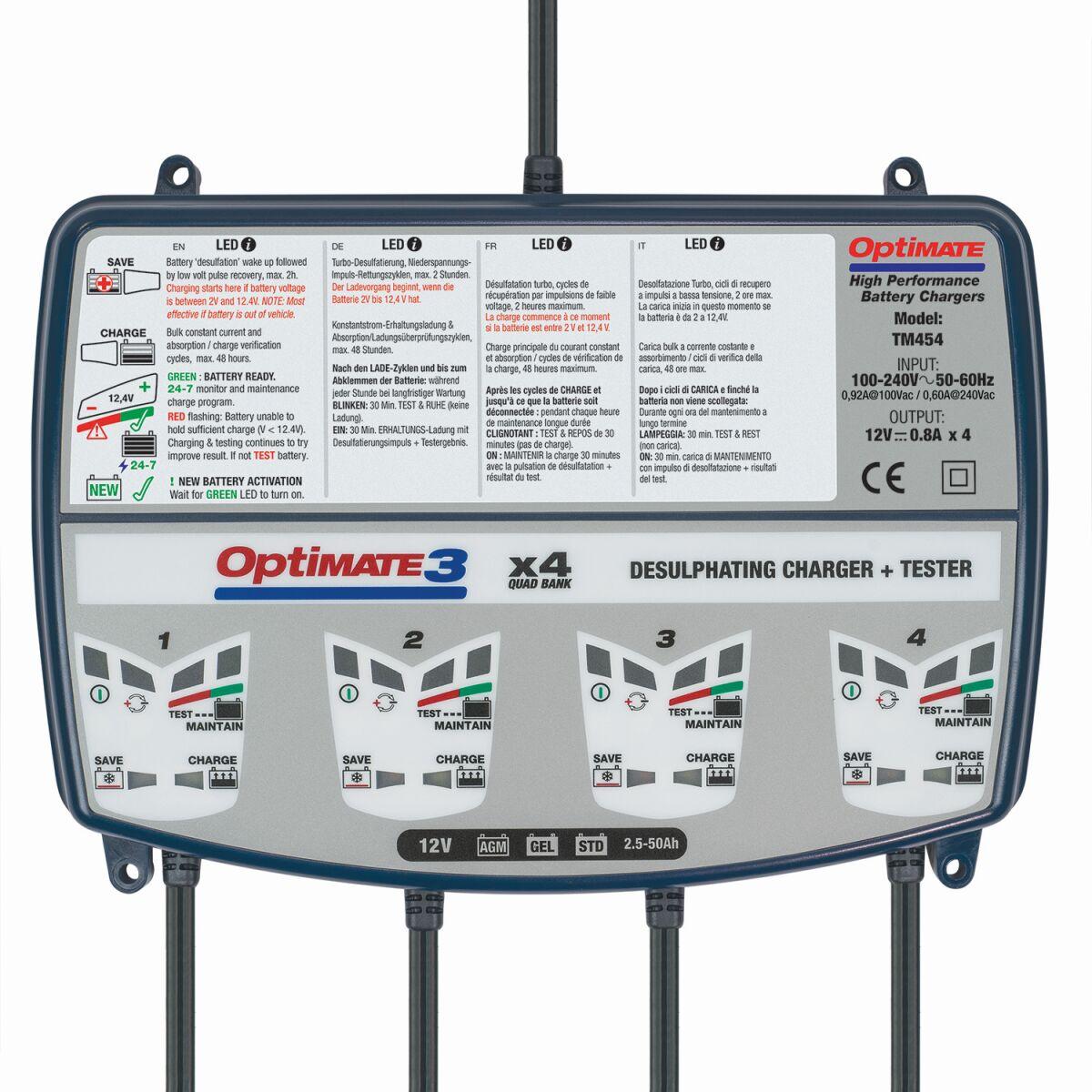 TM454 - TecMate Optimate 3 X 4 Bank Battery Charger