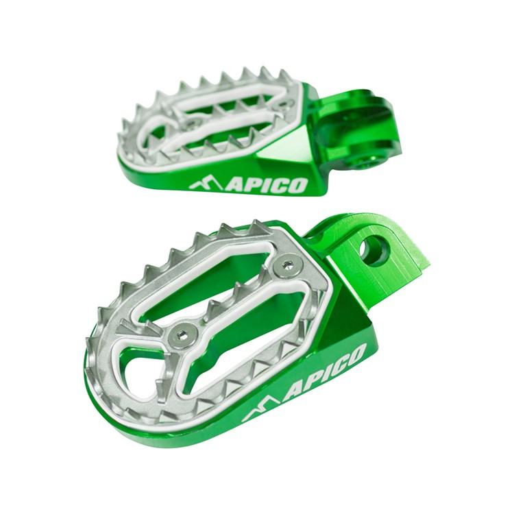 Apico Green Pro-Bite Foot Pegs - Kawasaki Kx65 2000-23, Kx85 2001-23