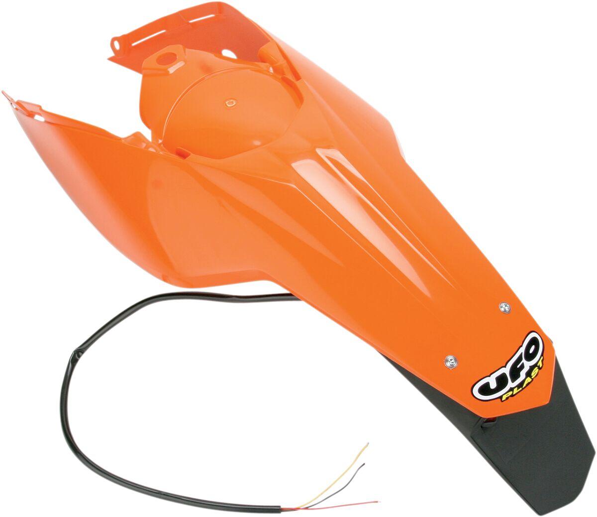 Ufo Light/Orange Kt03097#127 - Enduro Rear Fender & Side Panel Unit With Led - Ktm Exc 2008-11
