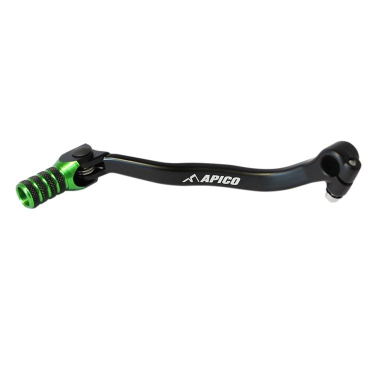 Apico Black/Green Elite Gear Pedal - Kawasaki Kxf250 2006-08