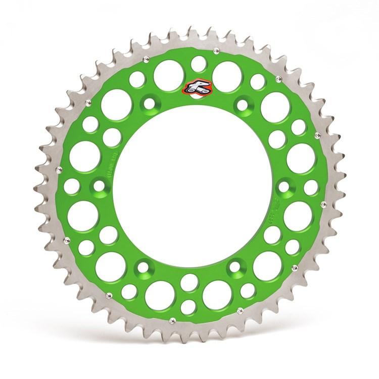 Renthal Twin Ring Rear Sprocket - Kawasaki KX 125/250 1980-2008, KXF 250/450 2004-24 - 49T Green