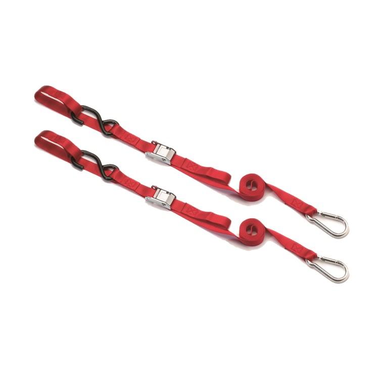 Raceline Red Tie Down Straps With Extra Loop Snap Hooks