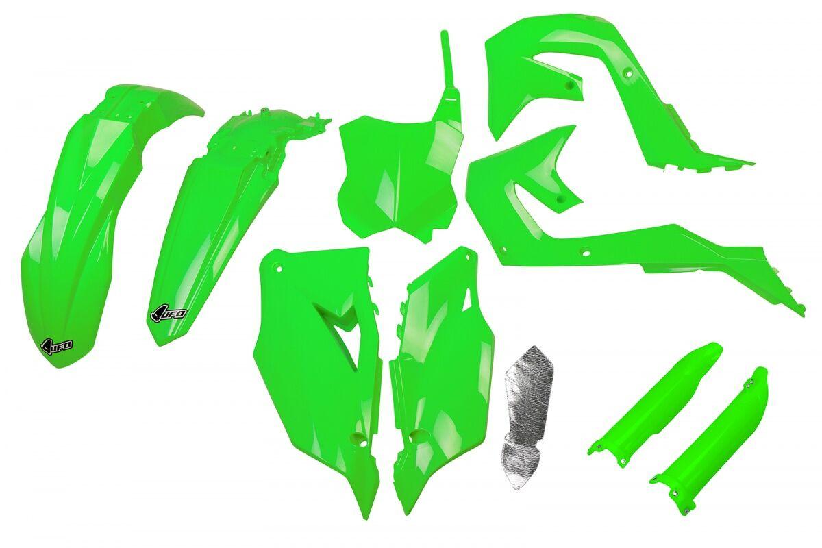 Ufo Green Kakit227f@Aflu - Full Plastics Kit - Kawasaki Kxf450 2019-20 - Fluro
