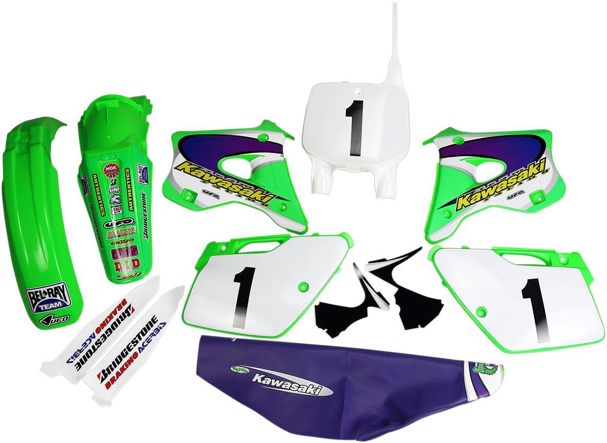 Ufo Kitkawasaki220 - Full Plastics Kit - Kawasaki Kx 125/250 1994-98 - Emig Team Usa