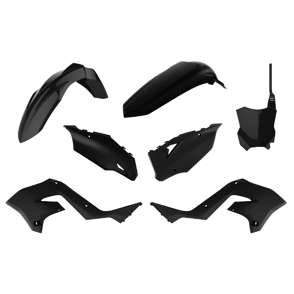 Polisport Black Plastics Restyle Kit - Kawasaki Kx125/250 2003-08 To Kxf450 2020 Style