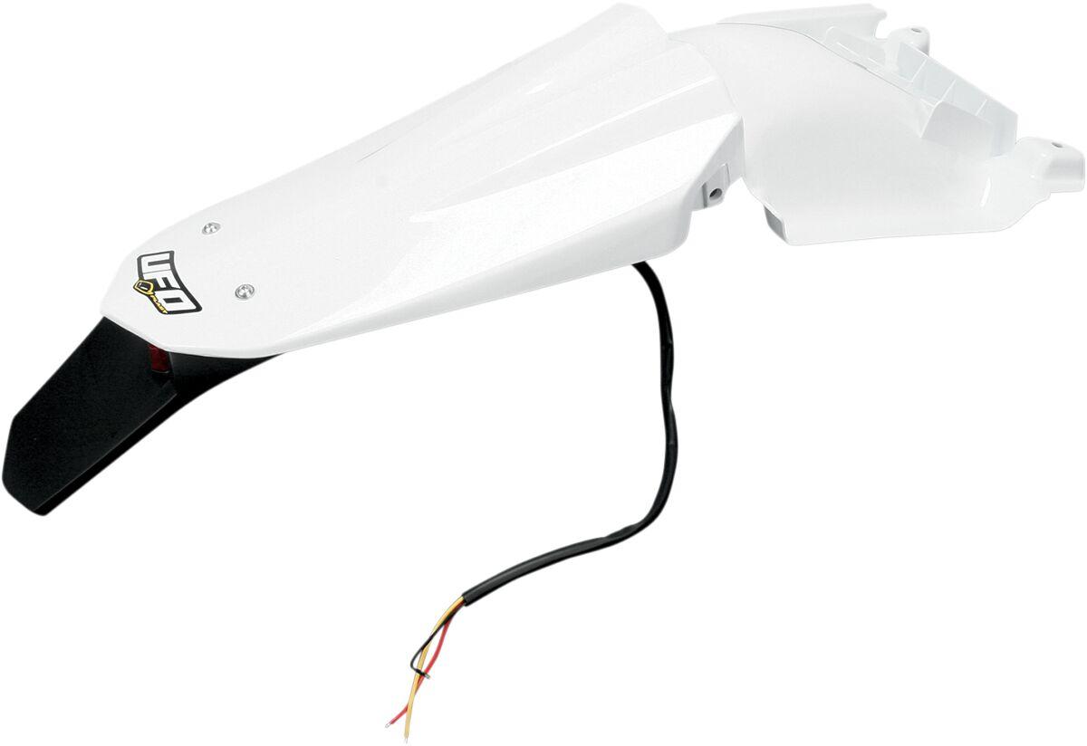 HU03333#041 - UFO Enduro Rear Fender With Tail Light - Husqvarna TC 250/450/510 2008-12, TE 250/450/510 2008-11 - White