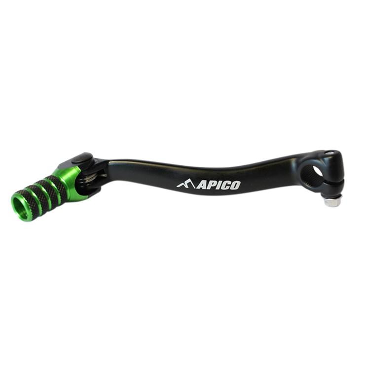 Apico Black/Green Elite Gear Pedal - Kawasaki Kxf450 2009-15