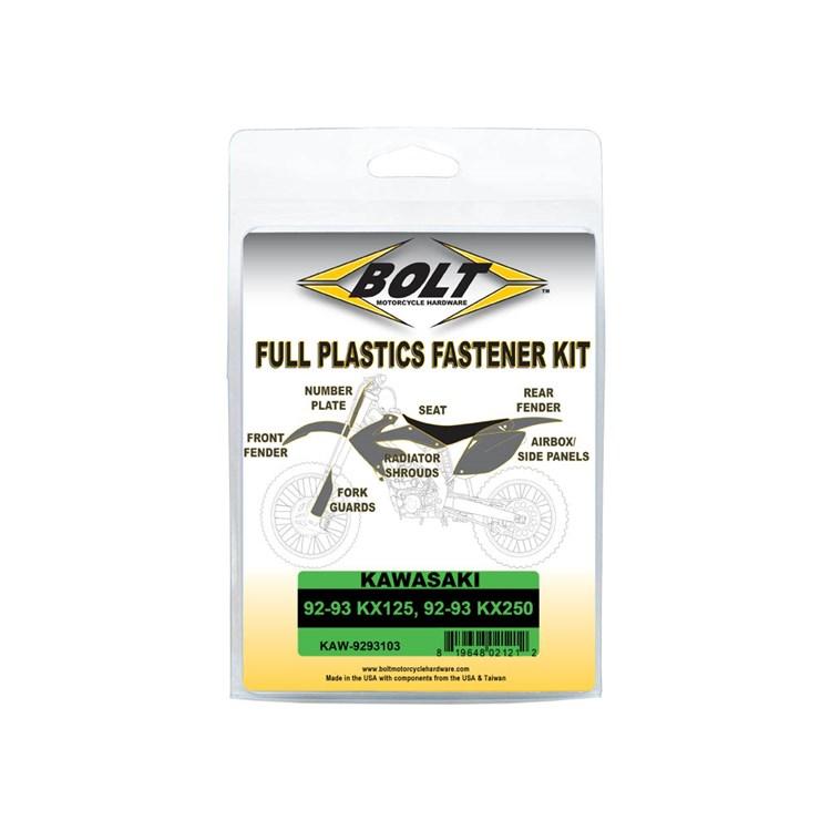 Bolt Hardware Plastic Fastener Kit - Kawasaki KX 125/250 1992-93