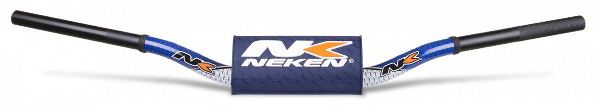 R00182C-WH-BL - Neken K-Bar Radical Design Fat Bar Handlebars - White/ Blue