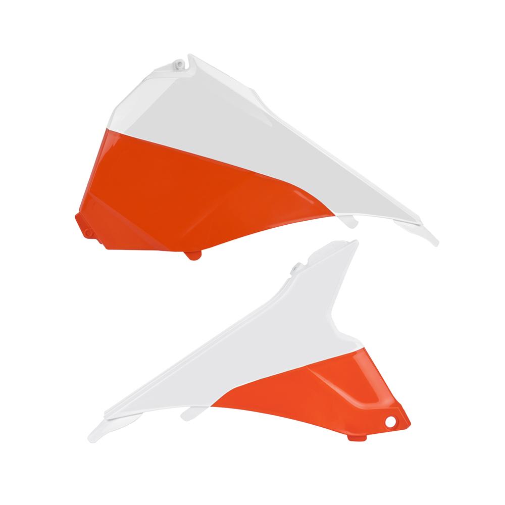 Polisport White/Orange Air Box Cover - Ktm Sxf 250/350/450 & Sx 125/150/250 2013-15, Sx250 2016, Xc/Xc-F 2013-16