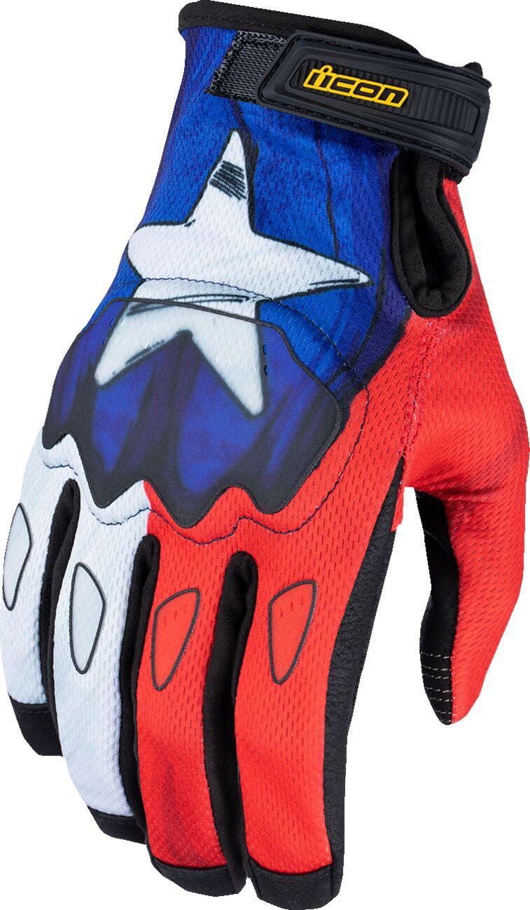 3301-4716 - Icon Hooligan CE Tejas Libre Gloves Small - Black/Blue/Red/White