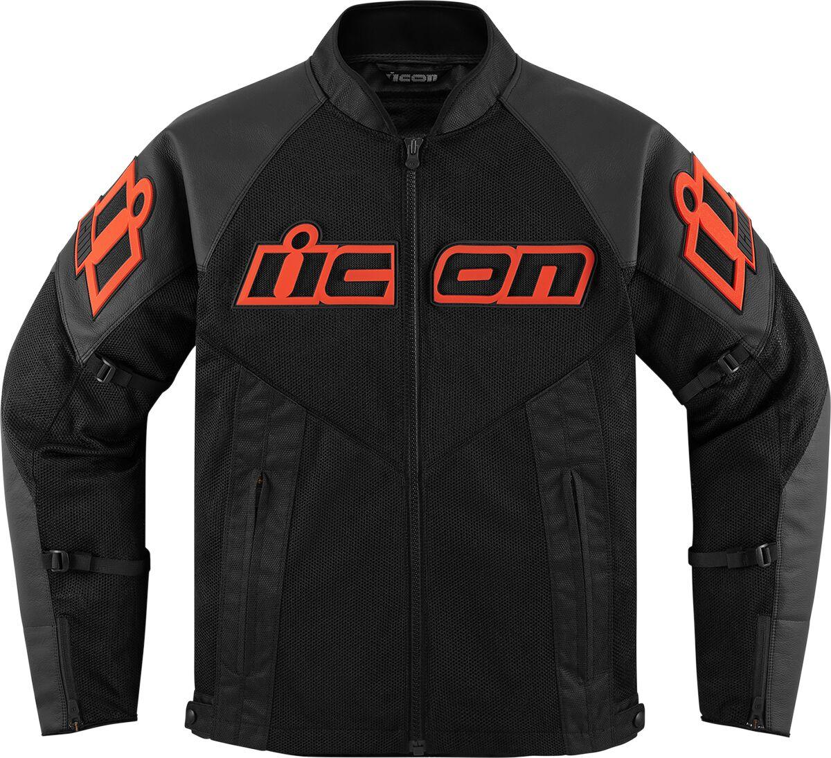 2810-3909 - Icon Mesh AF Leather Jacket Large - Black/Red