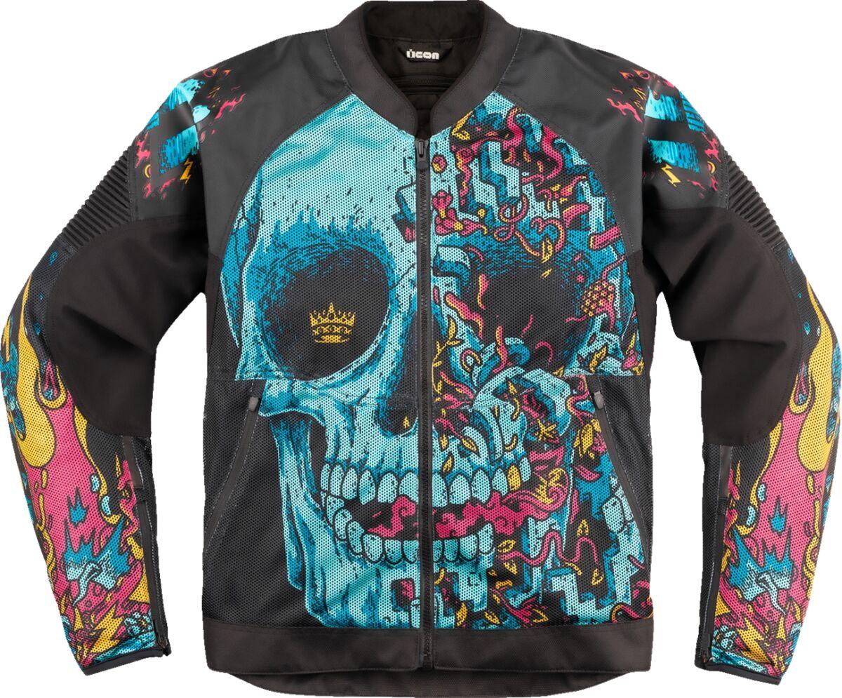 2820-6729 - Icon Overlord3 Mesh Munchies Jacket 3X-Large - Black/Light Blue/Pink/Turquoise/Yellow