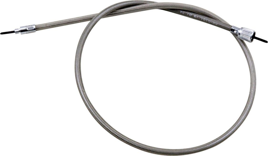 66-0131 - Motion Pro Armor Coat Braided Stainless Steel Speedometer Cable For Harley Davidson FLHS 1340 1987-1994 - Chrome