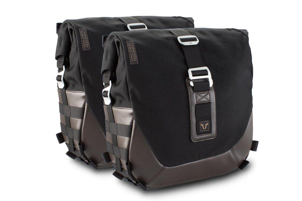 BC.HTA.41.983.20000 - SW Motech Legend Side Pannier Bag System LC For Royal Enfield Meteor 350 2021-2024 - Black/Brown