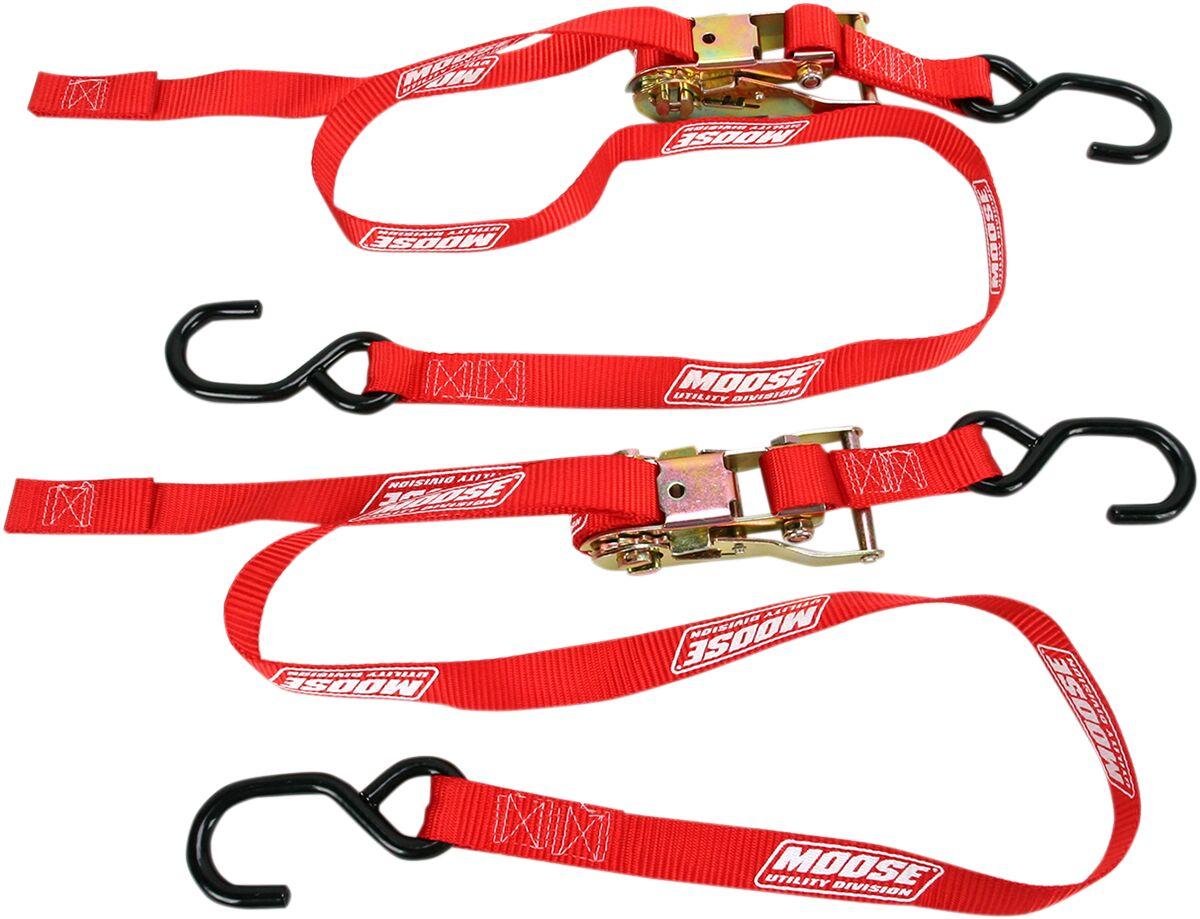 3920-0298 - Moose Racing Heavy Duty Ratchet Tie Down Straps Set (183cm) - Red