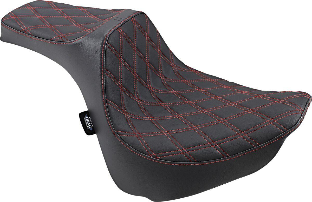 0802-1074 - Drag Specialties Predator III Double Diamond Seat For Harley Davidson FXFB 1750 2018-2019 - Black/Red