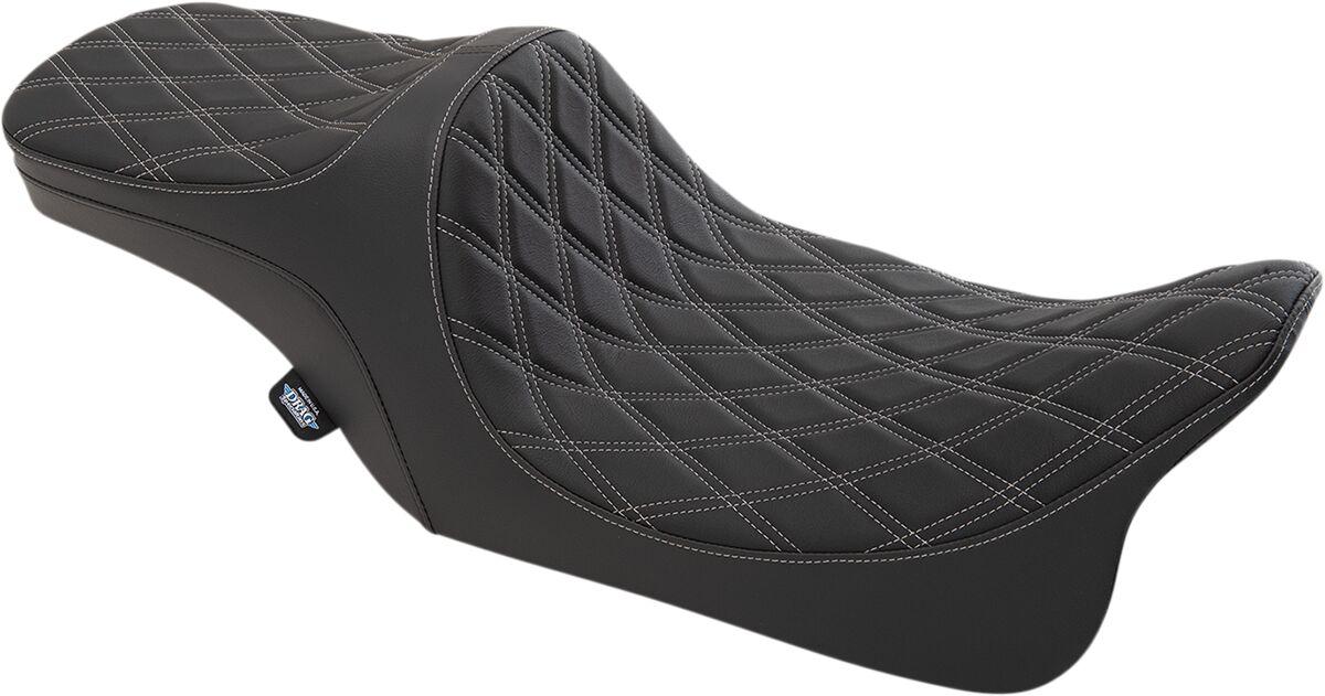 0801-1309 - Drag Specialties Predator III 2 Up Seat For Harley Davidson FLHR 1340 1997-1998 - Black/Silver