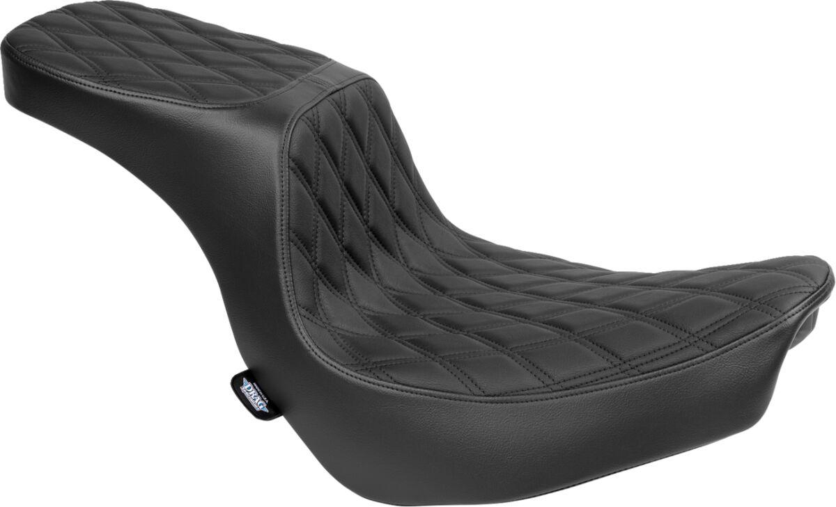 4688B - Drag Specialties Performance Predator 2 Up Seat For Harley Davidson FLSB 1750 2018-2021 Black Stitching Double Diamond - Black