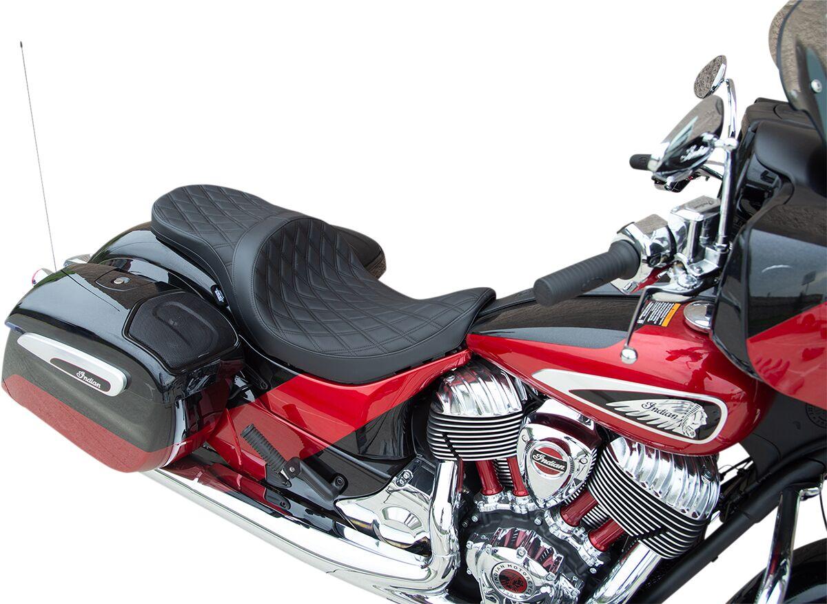 0810-2258 - Drag Specialties Low-Profile Touring Seat For Indian Chief 111 2014-2020 Black Stitching Double Diamond - Black