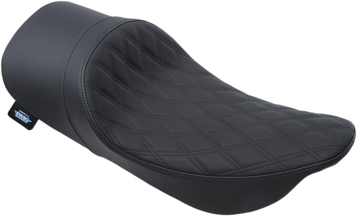 0801-1159 - Drag Specialties EZ-On Mount Forward Low Black Stitching Solo Seat For Harley Davidson FLHR 1340 1997-1998 - Black