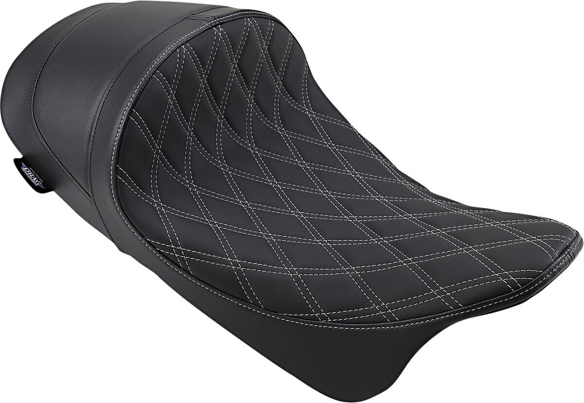 0801-1253 - Drag Specialties EZ-On Mount Forward Low Solo Seat For Harley Davidson FLHR 1584 2008-2011 - Black/Silver