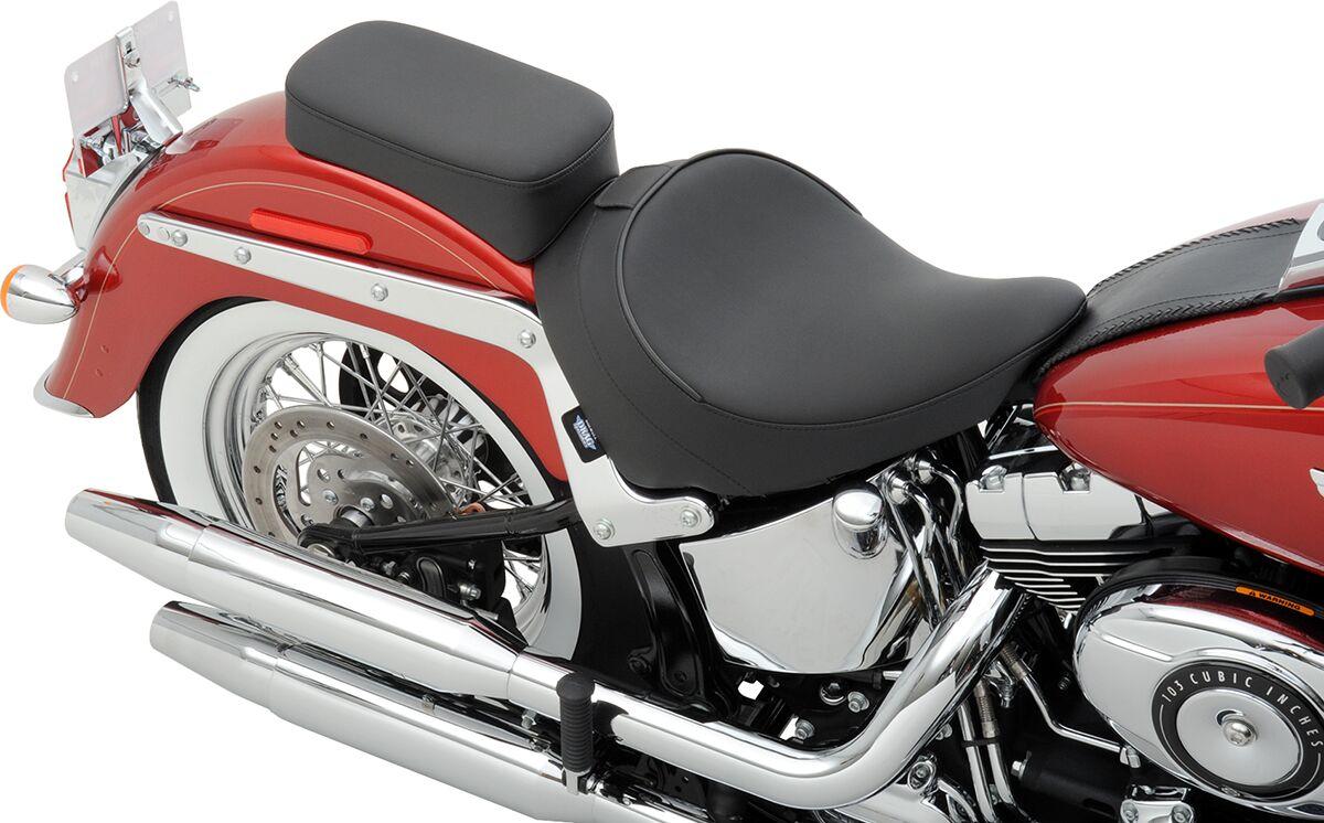 0802-0806 - Drag Specialties Backrest Compatible Black Stitching Solo Seat For Harley Davidson FLSTC1450 2000-2003 - Black