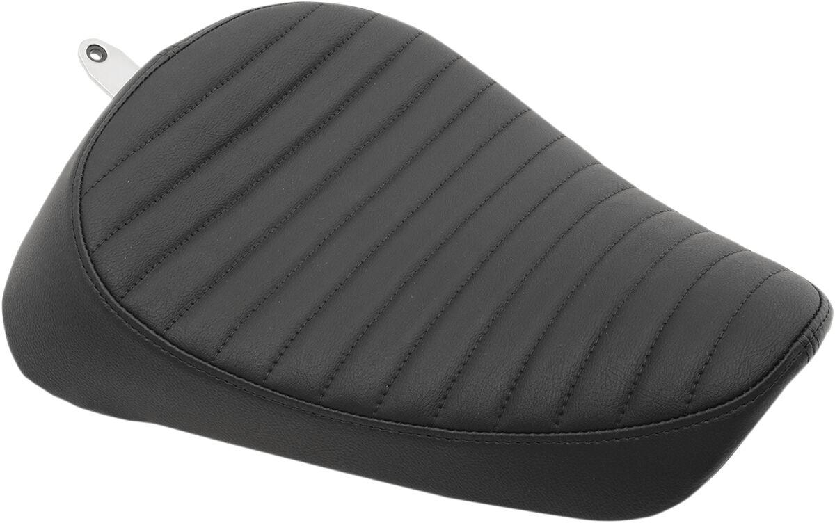 0804-0615 - Drag Specialties Front Solo Vinyl Seat For Harley Davidson XL 1200 C 1996-2003 Classic Stitch - Black