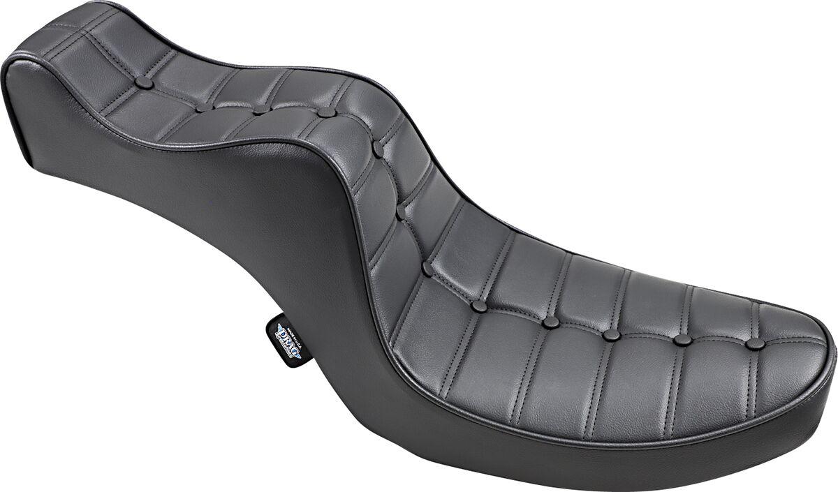 0805-0093 - Drag Specialties Mini King & Queen Seat For Harley Davidson FL 1200 1958-1977 Scorpion Stitched - Black