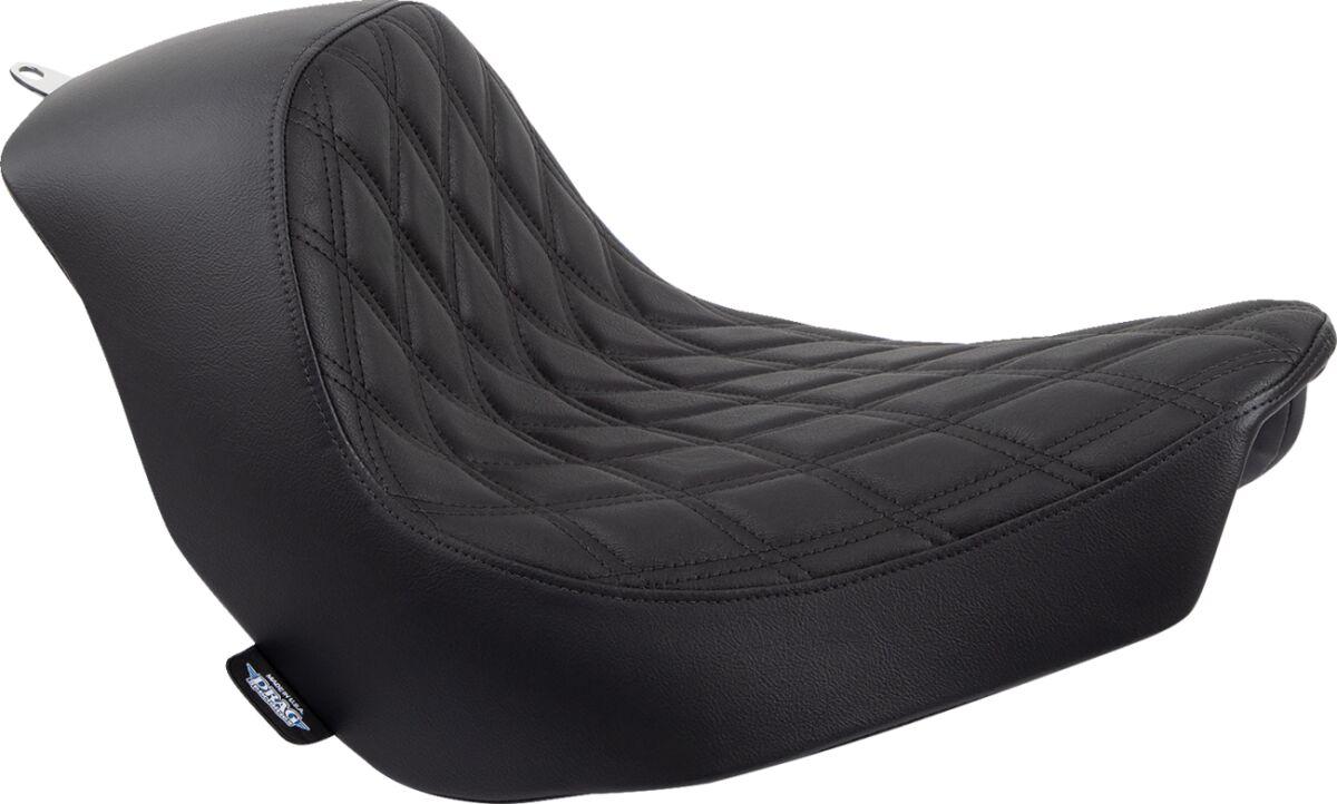 0802-1513 - Drag Specialties Solo Seat For Harley Davidson FLSB 1750 2018-2020 Black Stitching Double Diamond - Black